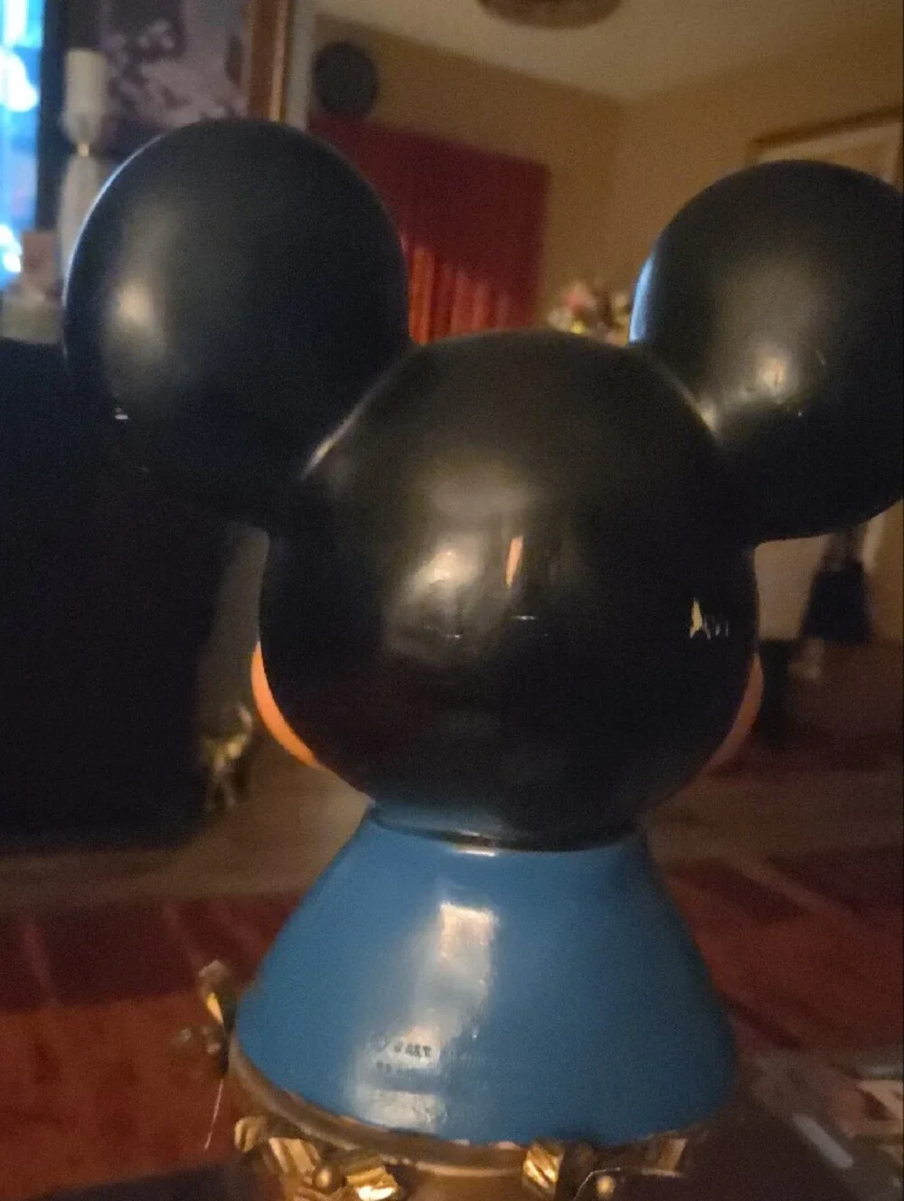 Piggy Bank Disney Mickey Mouse Figure with Red Bow and Blue Jacket